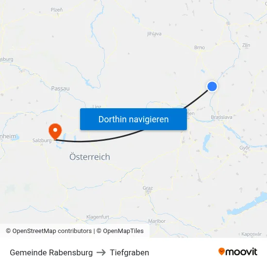 Gemeinde Rabensburg to Tiefgraben map