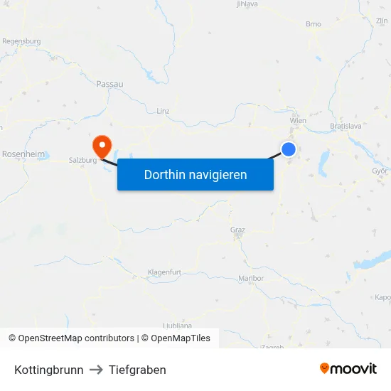 Kottingbrunn to Tiefgraben map