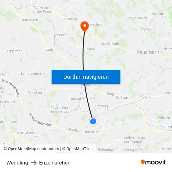 Wendling to Enzenkirchen map