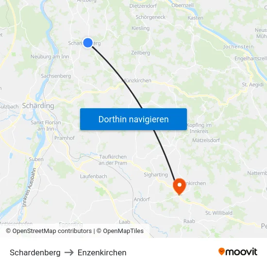 Schardenberg to Enzenkirchen map