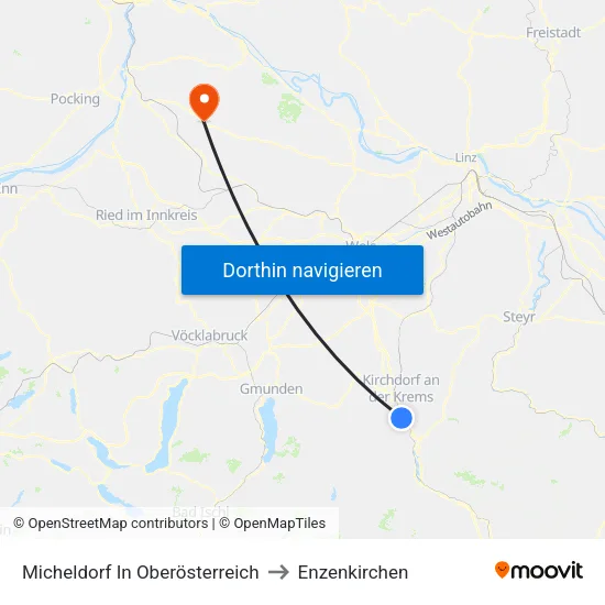 Micheldorf In Oberösterreich to Enzenkirchen map