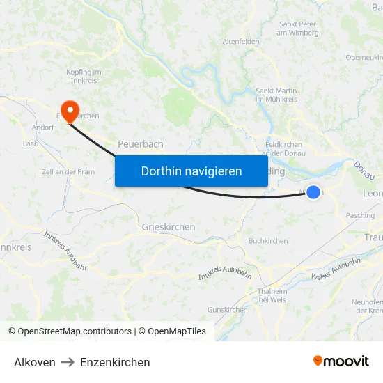 Alkoven to Enzenkirchen map