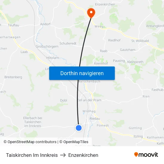 Taiskirchen Im Innkreis to Enzenkirchen map