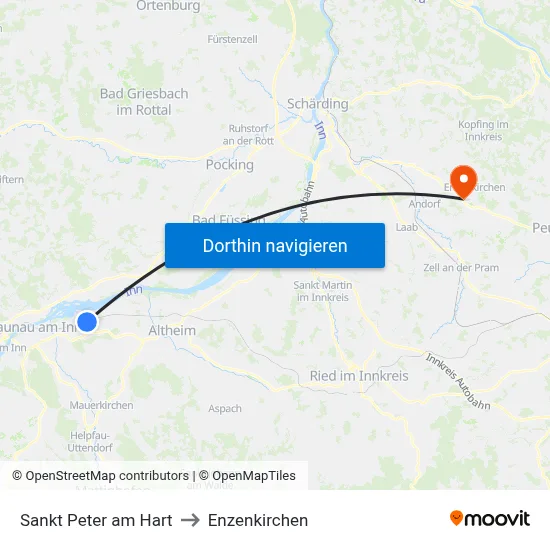 Sankt Peter am Hart to Enzenkirchen map