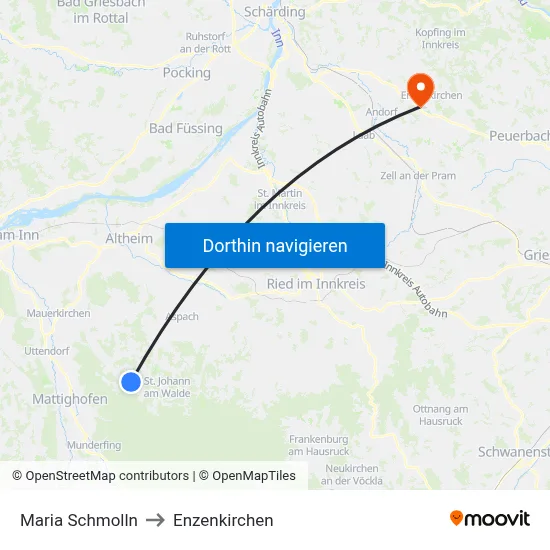 Maria Schmolln to Enzenkirchen map