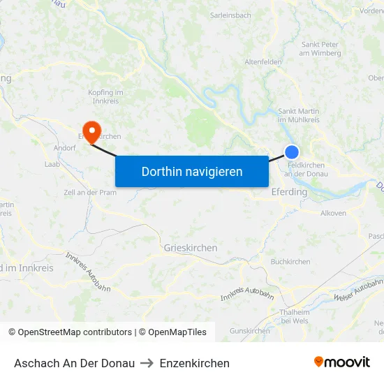 Aschach An Der Donau to Enzenkirchen map