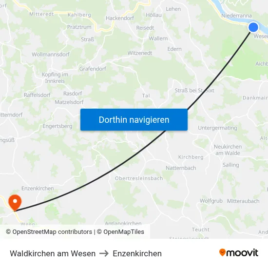 Waldkirchen am Wesen to Enzenkirchen map