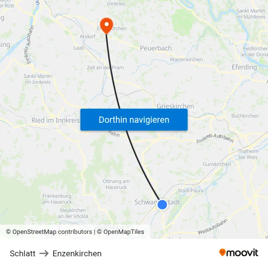 Schlatt to Enzenkirchen map