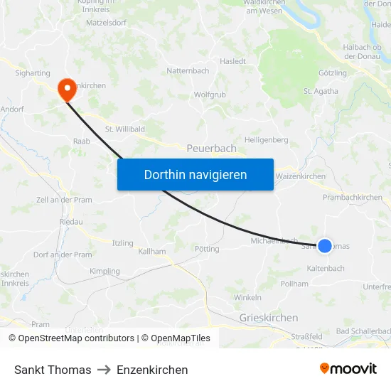 Sankt Thomas to Enzenkirchen map
