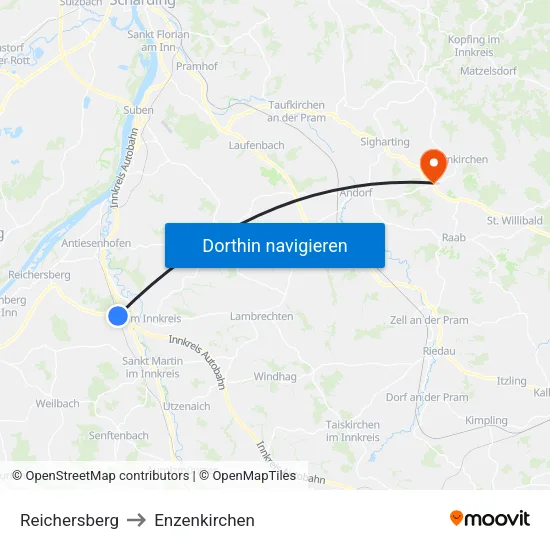 Reichersberg to Enzenkirchen map