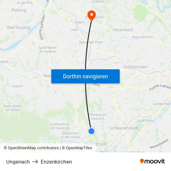 Ungenach to Enzenkirchen map