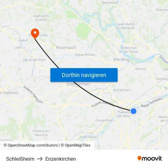 Schleißheim to Enzenkirchen map