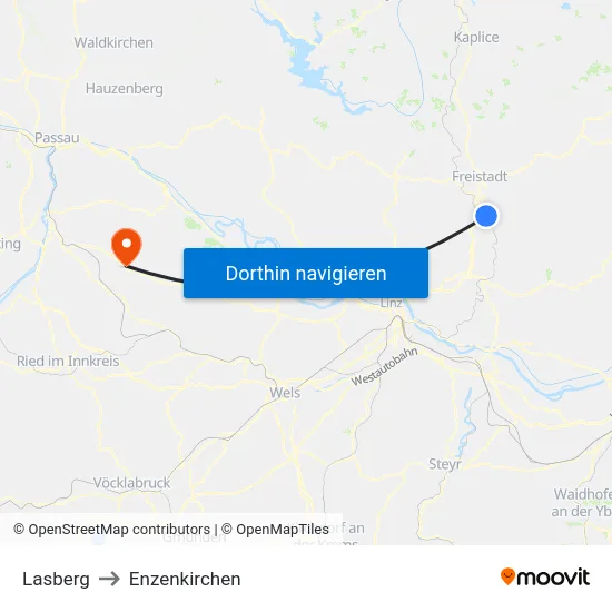 Lasberg to Enzenkirchen map