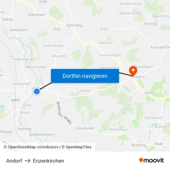 Andorf to Enzenkirchen map