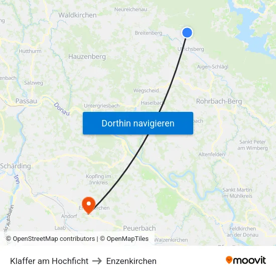 Klaffer am Hochficht to Enzenkirchen map