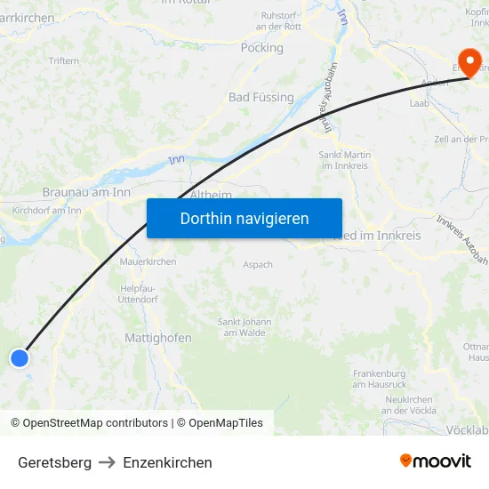 Geretsberg to Enzenkirchen map