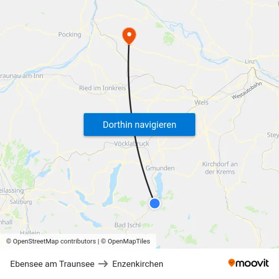 Ebensee am Traunsee to Enzenkirchen map