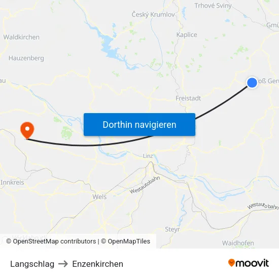 Langschlag to Enzenkirchen map