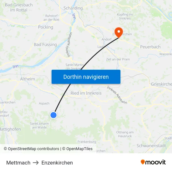 Mettmach to Enzenkirchen map