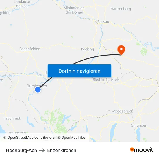 Hochburg-Ach to Enzenkirchen map