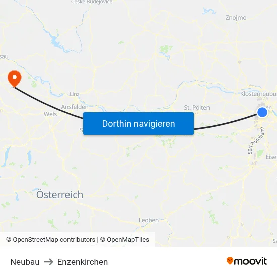 Neubau to Enzenkirchen map