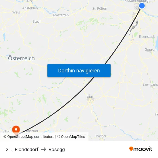 21., Floridsdorf to Rosegg map