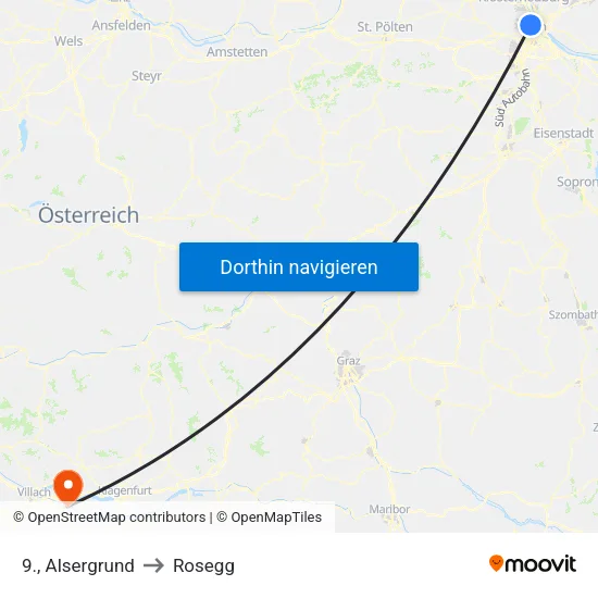 9., Alsergrund to Rosegg map