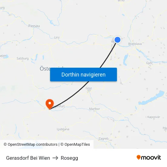 Gerasdorf Bei Wien to Rosegg map