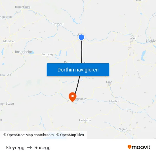 Steyregg to Rosegg map