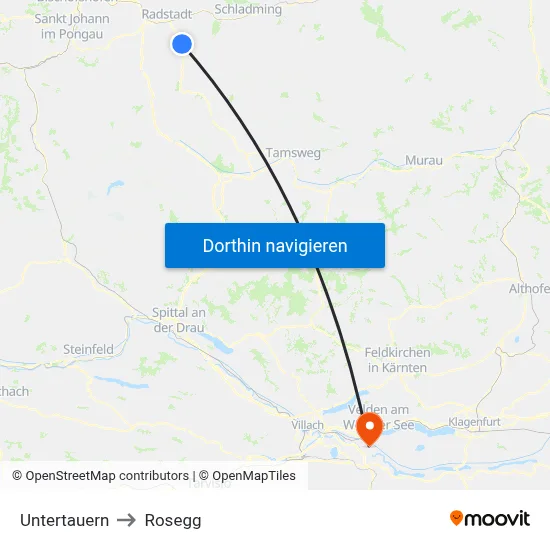 Untertauern to Rosegg map