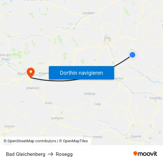 Bad Gleichenberg to Rosegg map