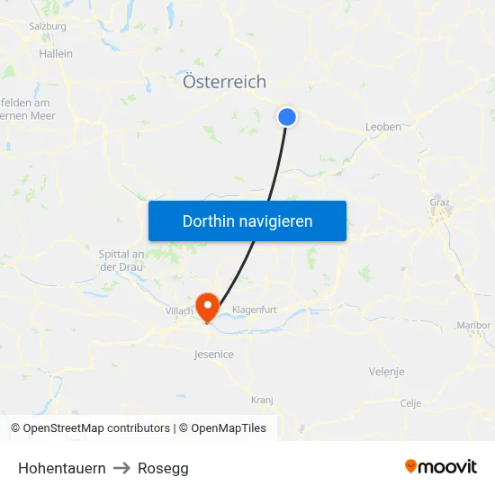 Hohentauern to Rosegg map