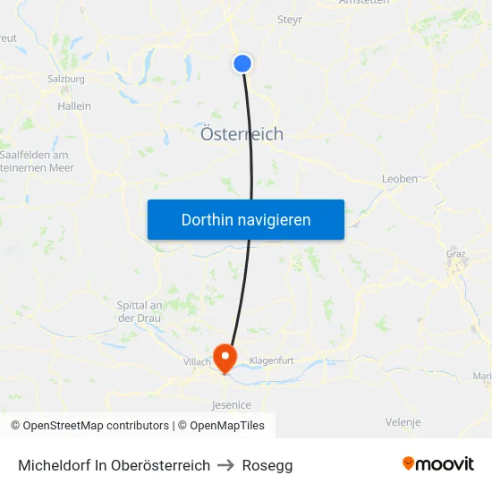 Micheldorf In Oberösterreich to Rosegg map