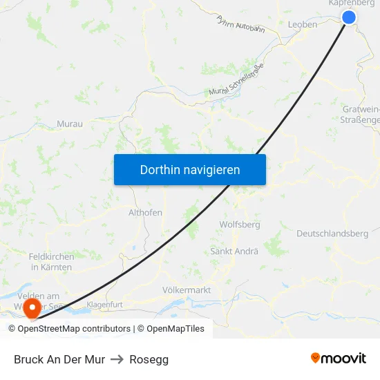 Bruck An Der Mur to Rosegg map
