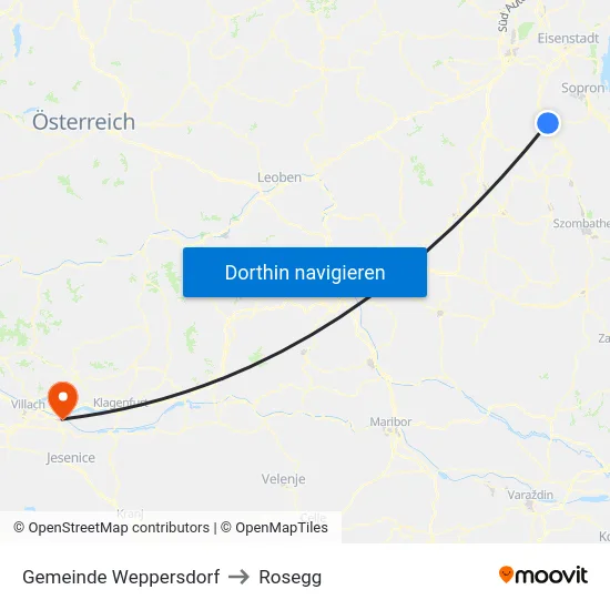 Gemeinde Weppersdorf to Rosegg map