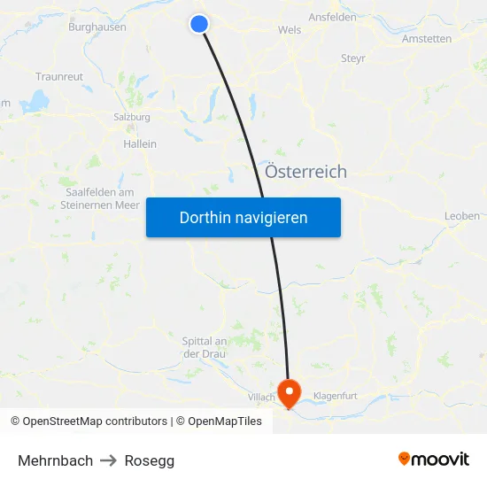 Mehrnbach to Rosegg map