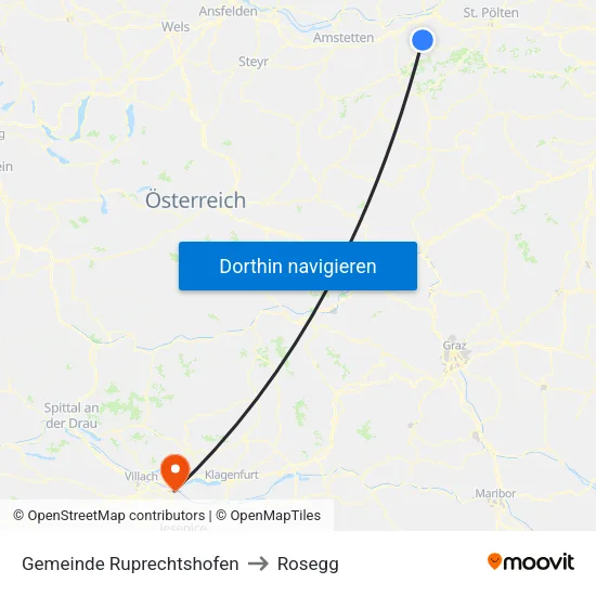Gemeinde Ruprechtshofen to Rosegg map