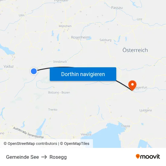 Gemeinde See to Rosegg map