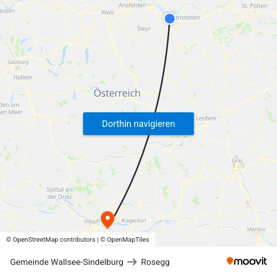 Gemeinde Wallsee-Sindelburg to Rosegg map