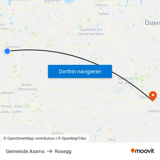 Gemeinde Axams to Rosegg map