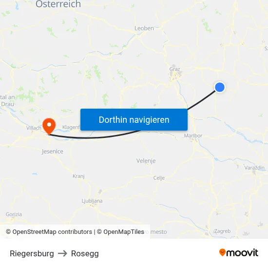 Riegersburg to Rosegg map