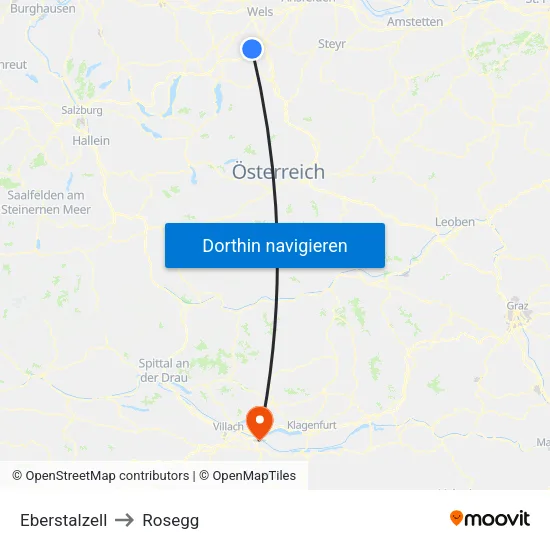 Eberstalzell to Rosegg map
