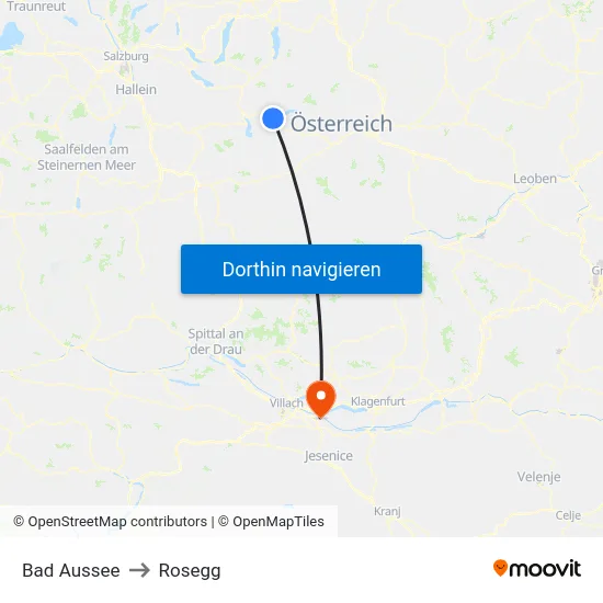 Bad Aussee to Rosegg map