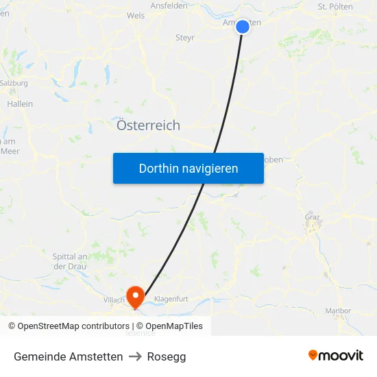 Gemeinde Amstetten to Rosegg map