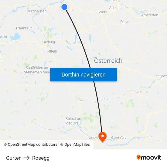 Gurten to Rosegg map