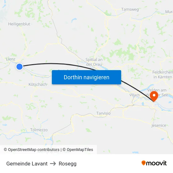 Gemeinde Lavant to Rosegg map