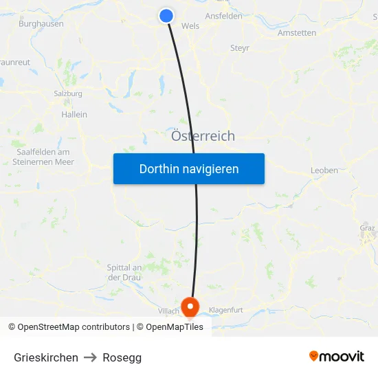 Grieskirchen to Rosegg map