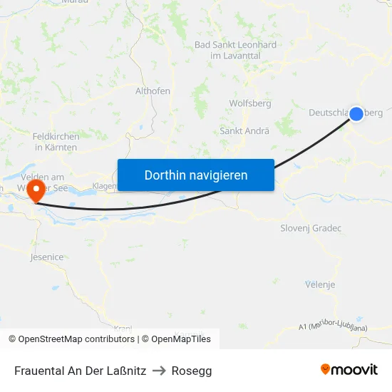 Frauental An Der Laßnitz to Rosegg map