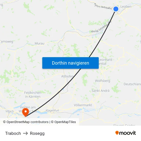 Traboch to Rosegg map