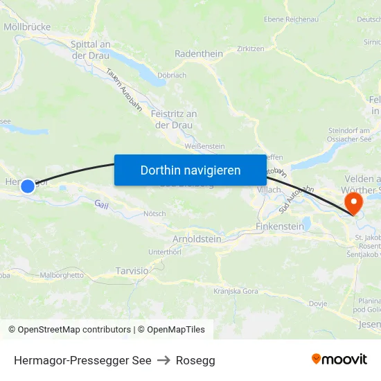Hermagor-Pressegger See to Rosegg map